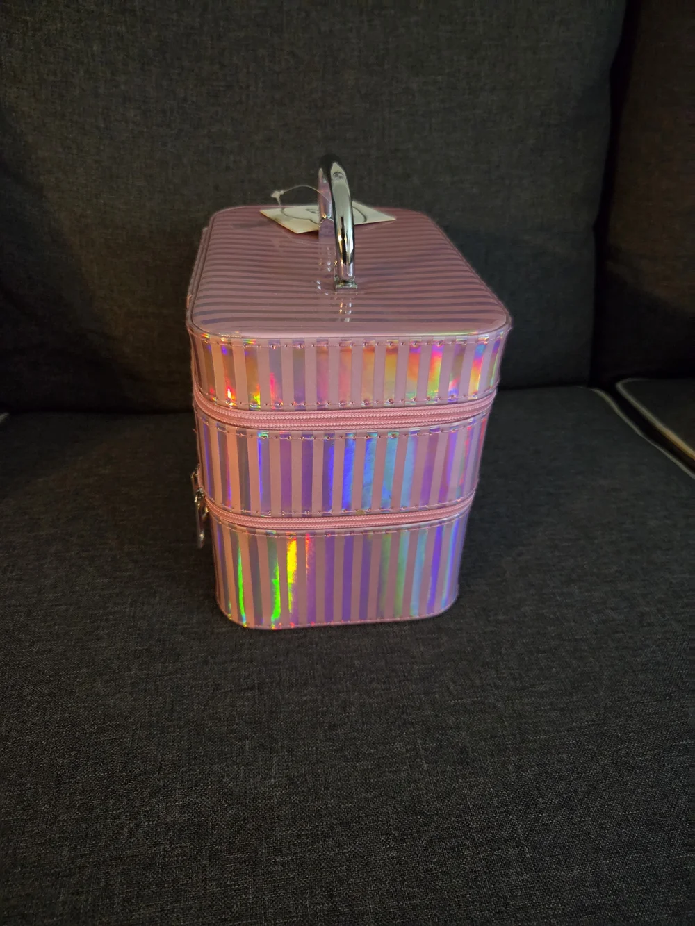 Glam Pink Iridescent Vegan Cosmetic Case/Make-up Organizer/Travel Case